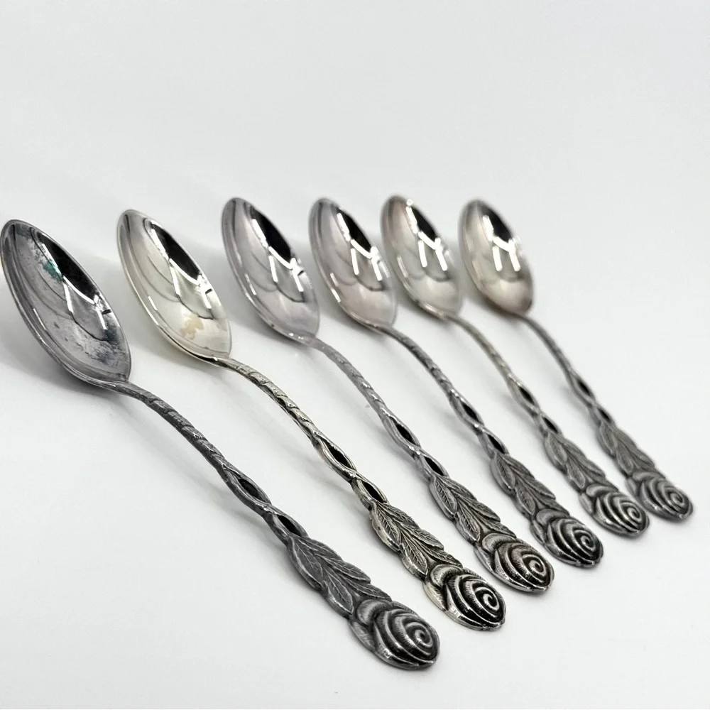 VTG Swedish Moccaskedar Demitasse Silverplate Spoons Set-of-6 - Picture 3 of 7